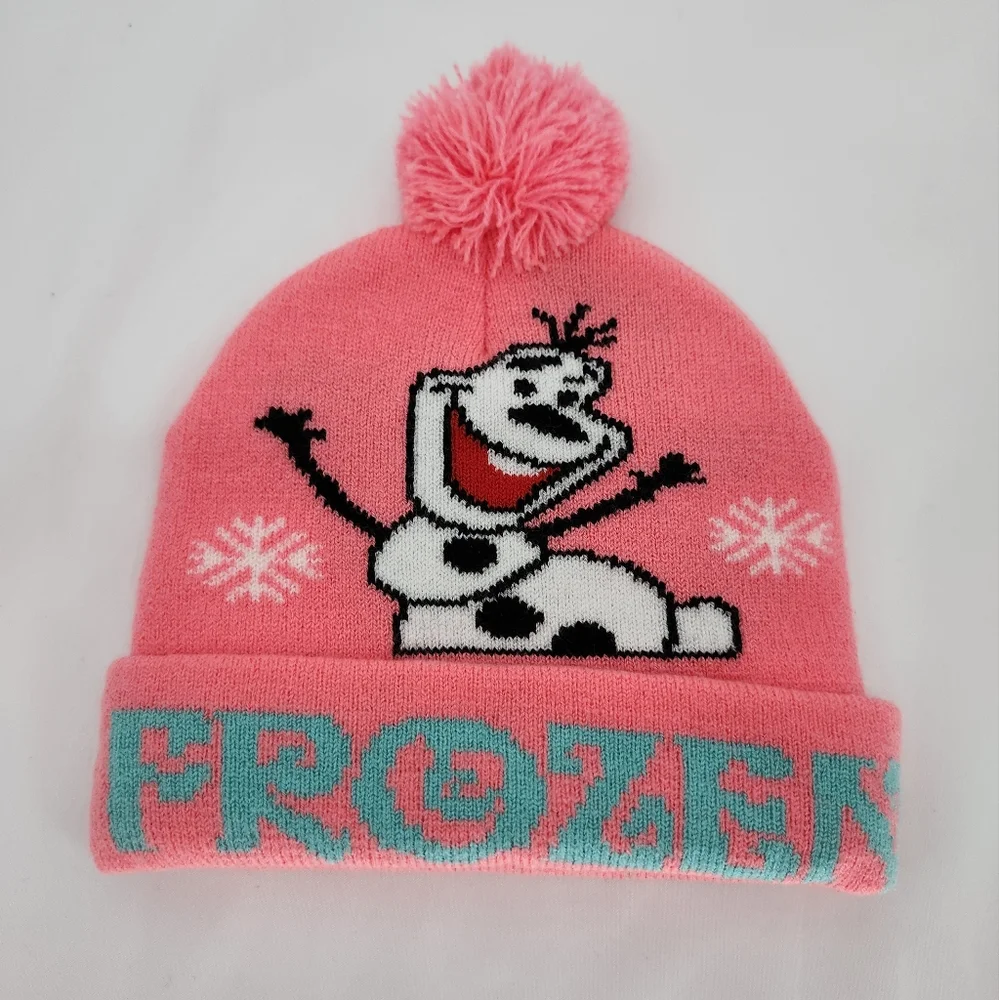 Elsa Frozen Kids Knit Beanie Pink Pom‎ Pom Winter Snow